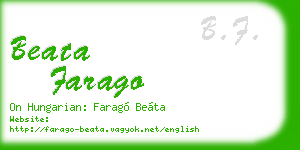 beata farago business card